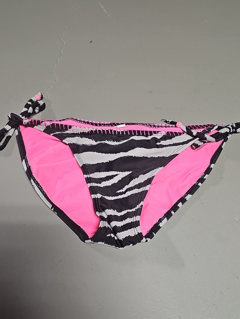 String Bikini Bottom Low Rise Swimsuit Animal Print Hot Pink Black Grey Vacation